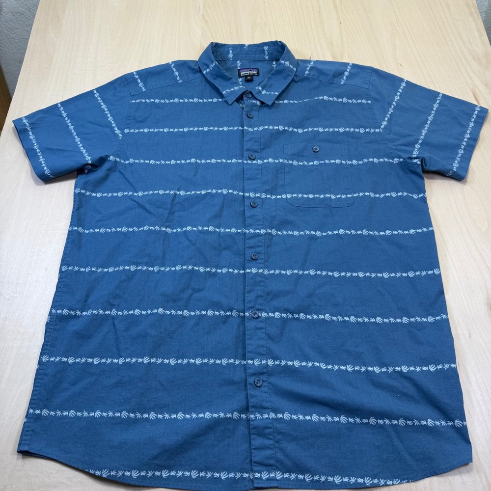 Patagonia Go To Shirt Short Sleeve Men's XXL Organic Cotton Tidepool Blue
